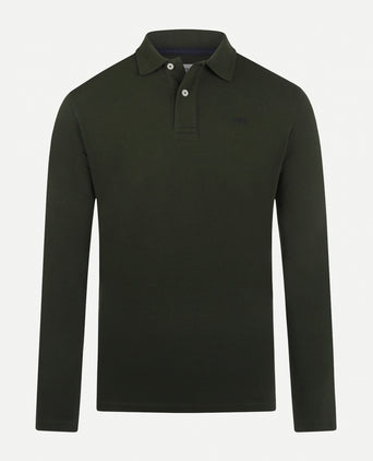 Long sleeve pique polo | Pine Green