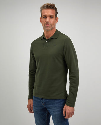 Long sleeve pique polo | Pine Green