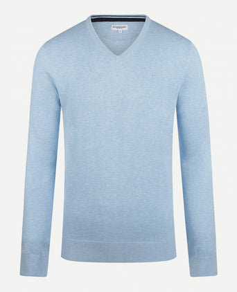 Sweater V-neck with Logo | Light Blue