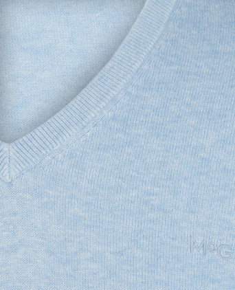 Sweater V-neck with Logo | Light Blue