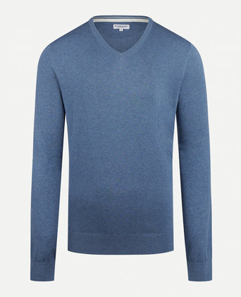 Sweater V-neck with Logo | Medium Blue