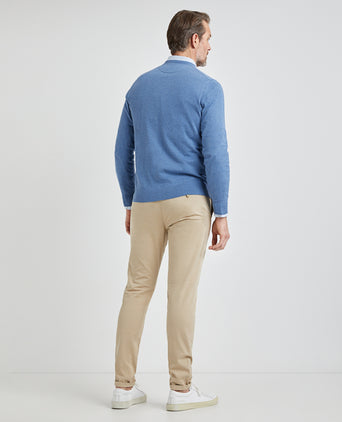 Sweater V-neck with Logo | Medium Blue