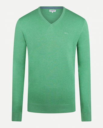 Sweater V-neck with Logo | Green