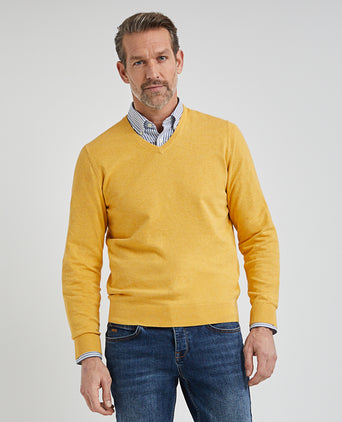 Sweater V-neck with Logo | Medium Yellow