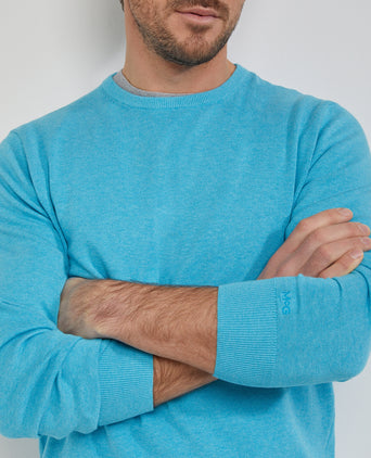 Crew Neck Sweater with Logo | Aqua
