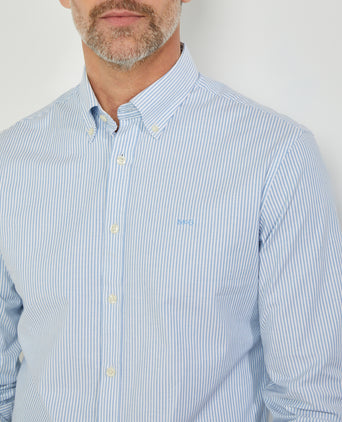 Overhemd Stretch Oxford Kleine Streep | Light Blue