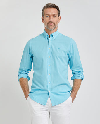 Overhemd Katoen Linnen | Aqua