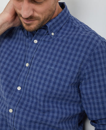 Overhemd Seersucker Ruit | Medium Blue