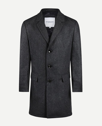 Herringbone Overcoat Wool | Dark Grey Melange