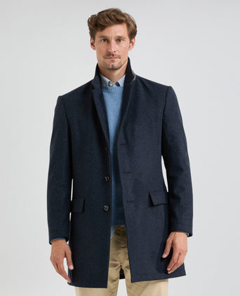 Herringbone Overcoat Wool | Navy