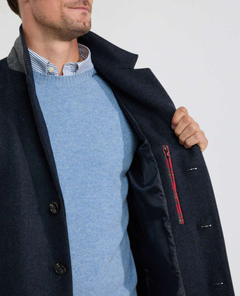 Herringbone Overcoat Wool | Navy