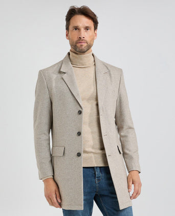 Herringbone Overcoat Wool | Sand