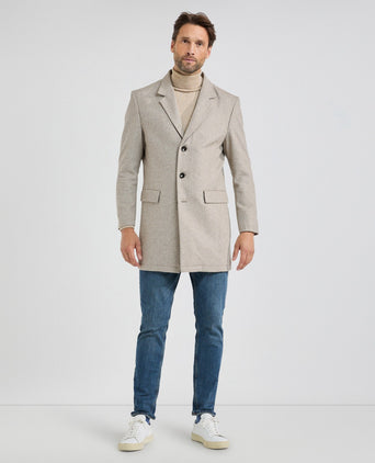 Herringbone Overcoat Wool | Sand