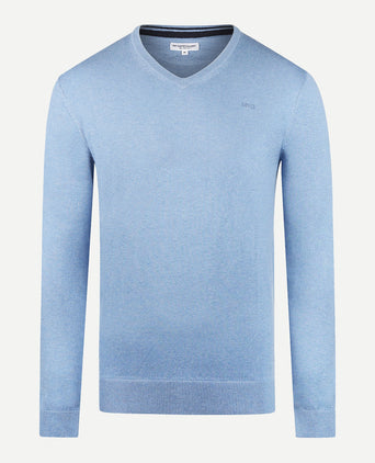 Sweater V-neck Cotton Merino | Sky Blue