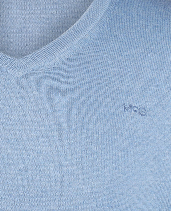 Sweater V-neck Cotton Merino | Sky Blue