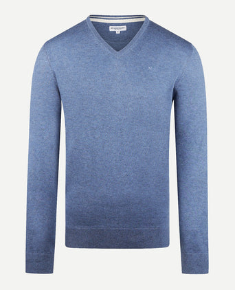 Sweater V-neck Cotton Merino | Faded Blue