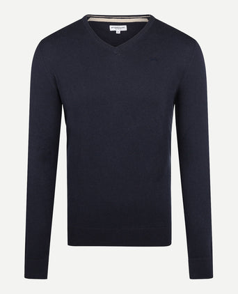 Sweater V-neck Cotton Merino | Navy