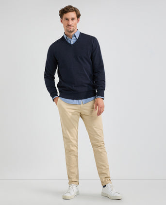 Sweater Cotton Merino V-Neck | Navy