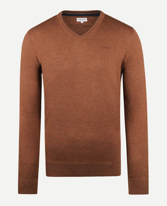 Sweater V-neck Cotton Merino | Chesnut