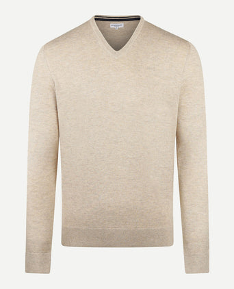 Sweater V-neck Cotton Merino | Sand
