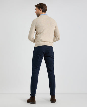 Sweater V-neck Cotton Merino | Sand