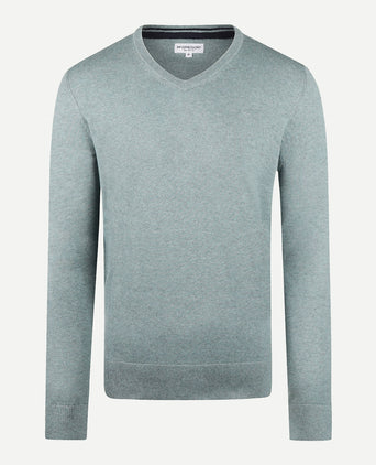 Sweater V-neck Cotton Merino | Dark Sage