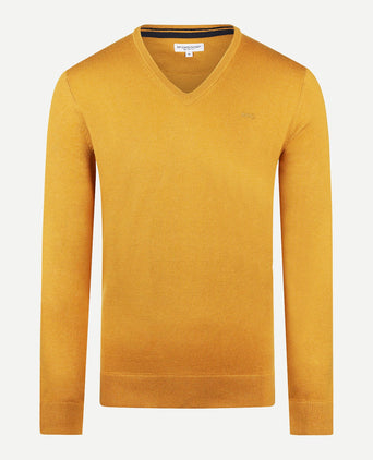 Sweater V-neck Cotton Merino | Autumn Yellow