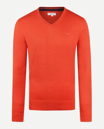 Sweater V-neck Cotton Merino | Winter Orange