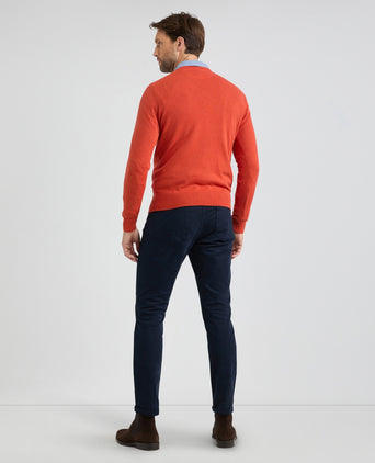 Sweater V-neck Cotton Merino | Winter Orange