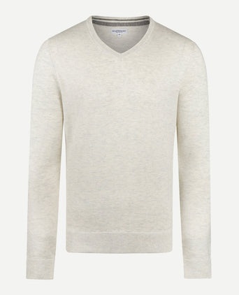 Sweater V-neck Cotton Merino | Off White