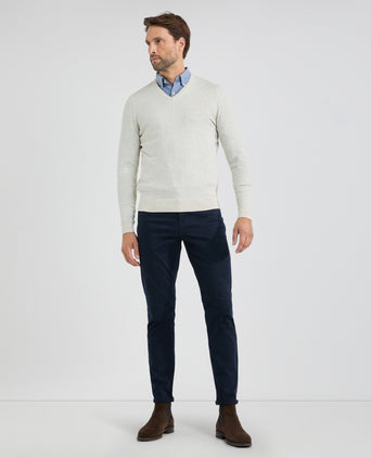 Sweater V-neck Cotton Merino | Off White