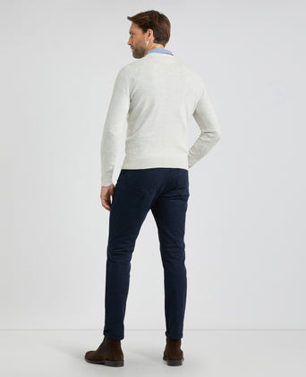 Sweater V-neck Cotton Merino | Off White