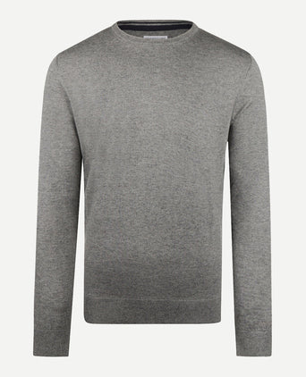 Sweater Round Neck Cotton Merino | Medium Grey Melange
