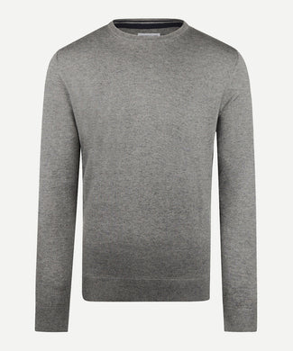 Sweater Round Neck Cotton Merino | Medium Grey Melange Sweater Round Neck Cotton Merino | Medium Grey Melange