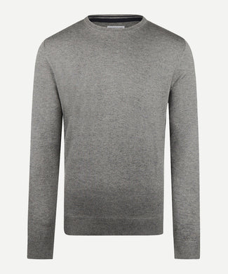 Sweater Round Neck Cotton Merino | Medium Grey Melange Sweater Round Neck Cotton Merino | Medium Grey Melange