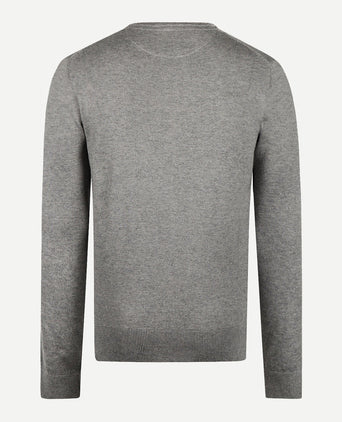 Sweater Round Neck Cotton Merino | Medium Grey Melange