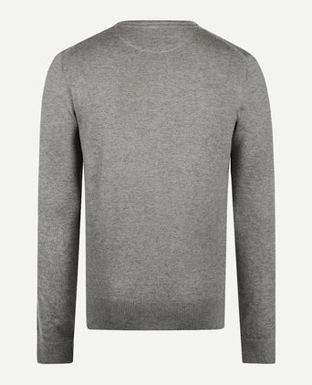 Sweater Round Neck Cotton Merino | Medium Grey Melange