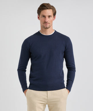 Sweater Round Neck Cotton Merino | Navy Sweater Round Neck Cotton Merino | Navy