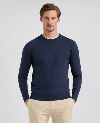 Sweater Round Neck Cotton Merino | Navy