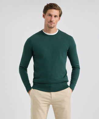 Sweater Round Neck Cotton Merino | Pine Green Sweater Round Neck Cotton Merino | Pine Green