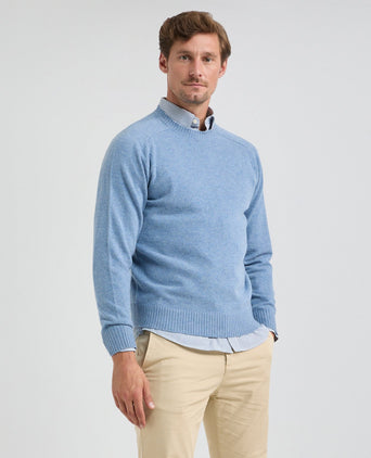 Round Neck Sweater Lambswool | Sky Blue