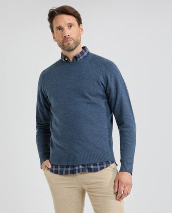 Round Neck Sweater Lambswool | Navy