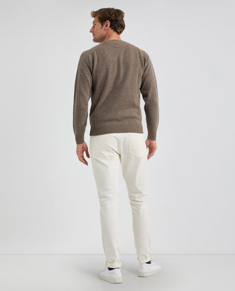 Round Neck Sweater Lambswool | Medium Brown