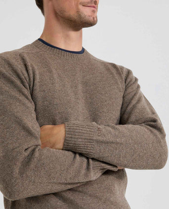 Round Neck Sweater Lambswool | Medium Brown