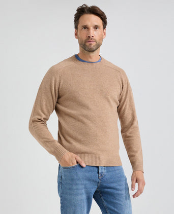 Round Neck Sweater Lambswool | Sand