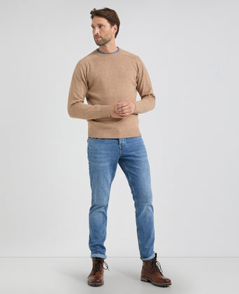 Round Neck Sweater Lambswool | Sand