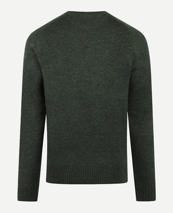 Round Neck Sweater Lambswool | Dark Sage