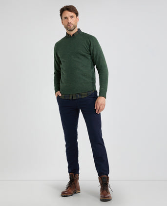 Round Neck Sweater Lambswool | Dark Sage