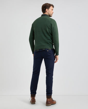 Round Neck Sweater Lambswool | Dark Sage