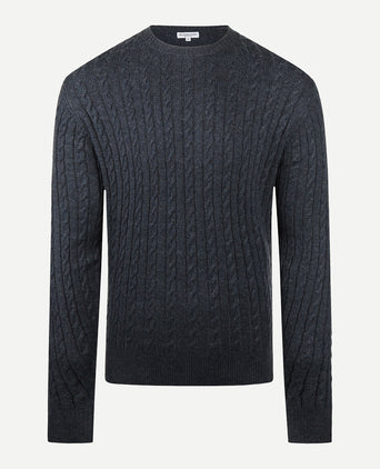 Cable Knit Crew Neck | Navy